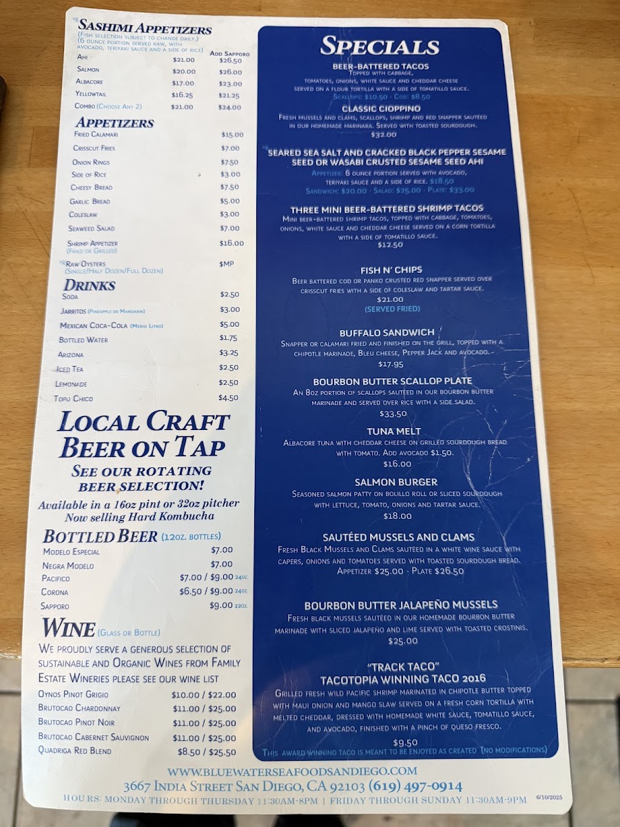 Blue Water Seafood Market & Grill Menu - Image 3